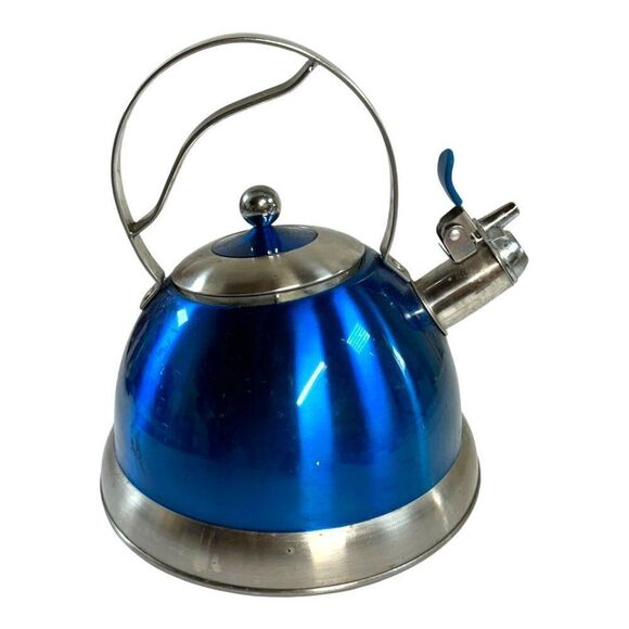 Bergner Cobalt Blue Stainless MCM Steel Whistling Tea Kettle Pot 2.5 Quart SEE - Picture 6 of 9
